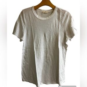 TLA ANTHROPOLOGIE- WHITE SHORT SLEEVE CREW NECK TEE SHIRT PLAIN